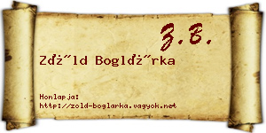 Zöld Boglárka névjegykártya